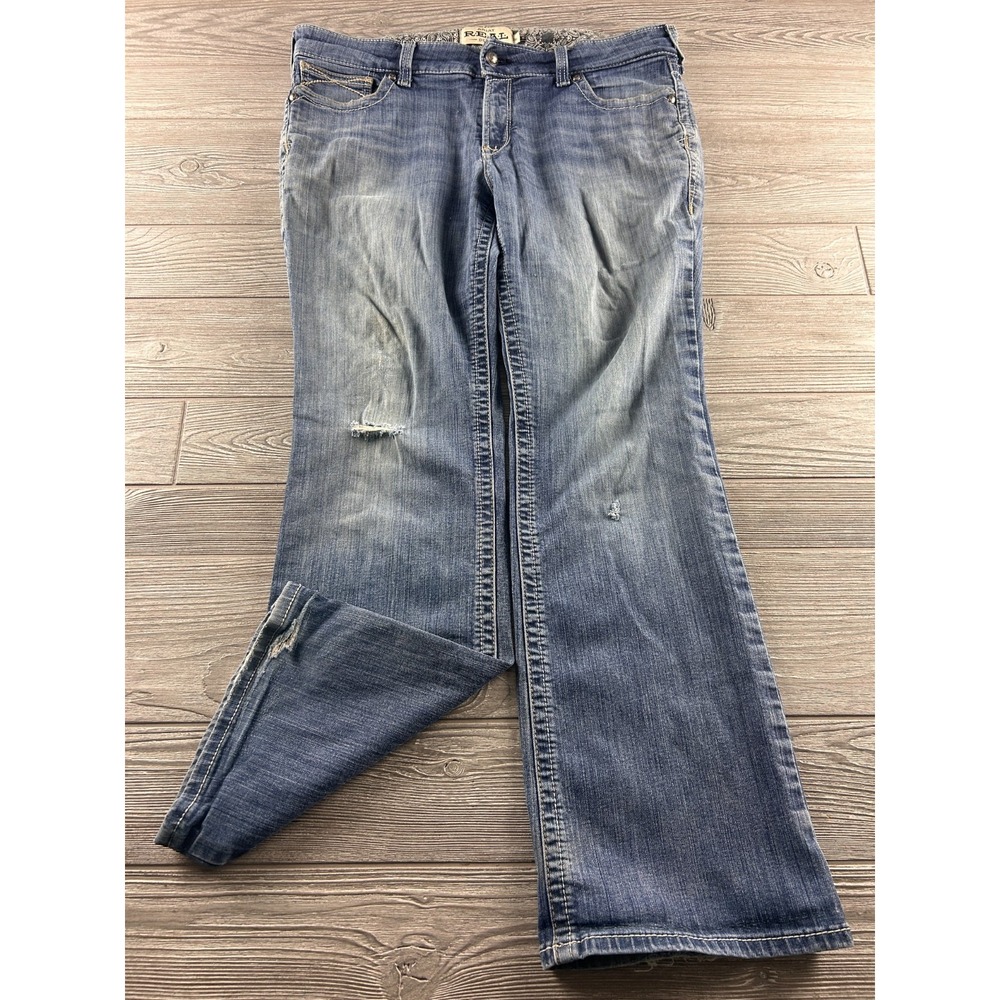 Ariat Real Riding Ocean Jean Whipstitch Bootcut Medium Wash Denim Womens 34